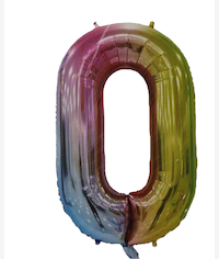 Casey 102cm Rainbow Balloon Number 0