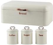 Totally 4-Piece Breadbin and Canister Tin Set Combo White