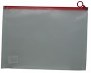 Brainware A4 Clear Carry Folder With Red Easy Slide Zip