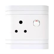 Lesco Single Three-Pin Wall Plug White H100xW100
