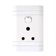 Lesco Single Three-Pin Wall Plug White H100xW50